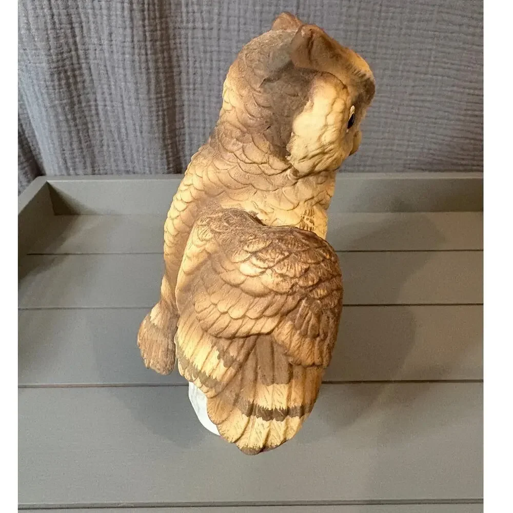 Vintage Great Horned Owl Porcelain Bisque Figurine Andrea By Sadek